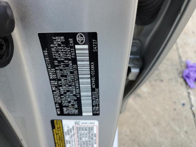 4T1BE46K67U556726 - 2007 TOYOTA CAMRY CE ვერცხლისფერი ფოტო 12