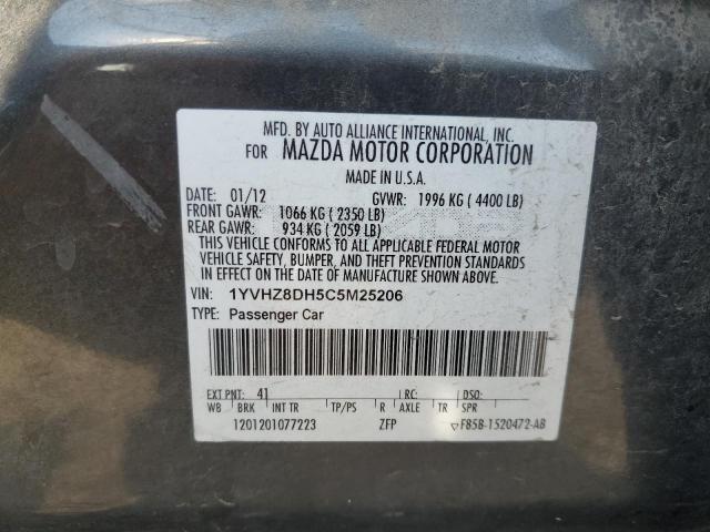 1YVHZ8DH5C5M25206 - 2012 MAZDA 6 I BLACK photo 12