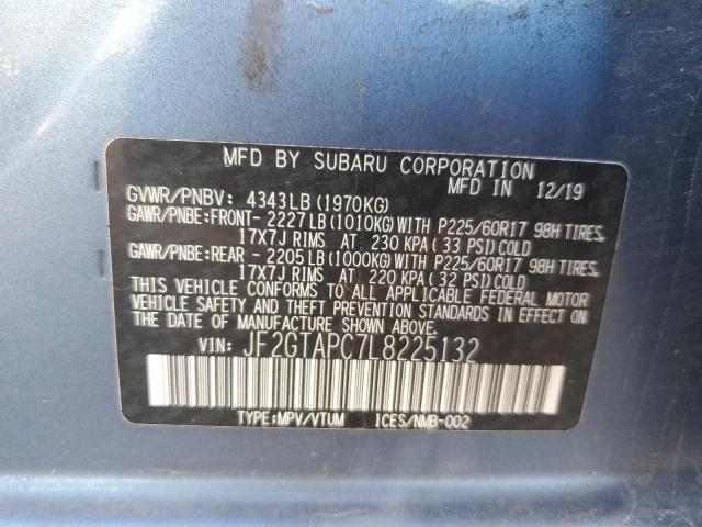 JF2GTAPC7L8225132 - 2020 SUBARU CROSSTREK PREMIUM BLUE photo 12