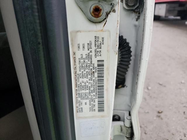 5TEGN92N32Z082273 - 2002 TOYOTA TACOMA DOUBLE CAB PRERUNNER WHITE photo 12