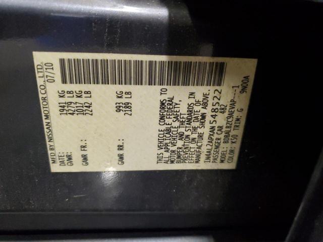 1N4AL2APXAN548522 - 2010 NISSAN ALTIMA BASE გრაფიტი ფოტო 12