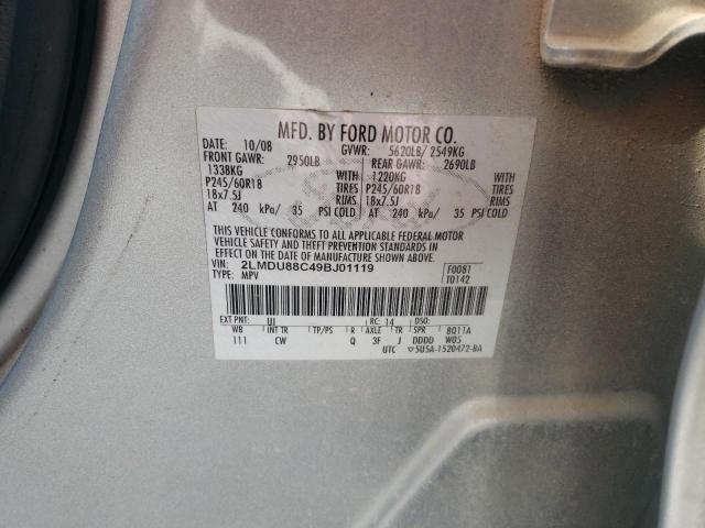 2LMDU88C49BJ01119 - 2009 LINCOLN MKX SILVER photo 13