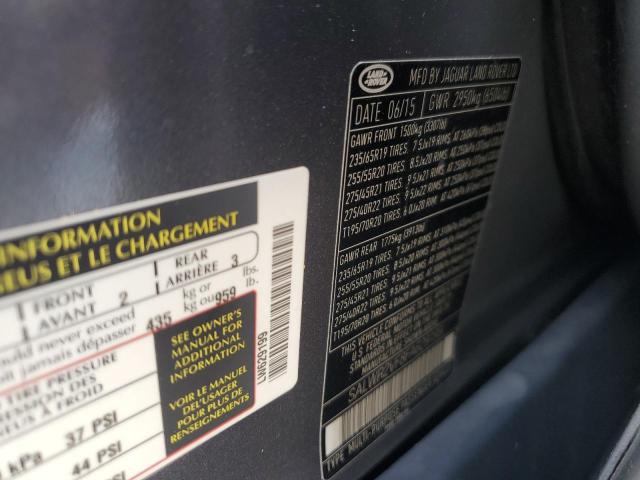 SALWR2VF8FA629199 - 2015 LAND ROVER RANGE ROVE HSE GRAY photo 12