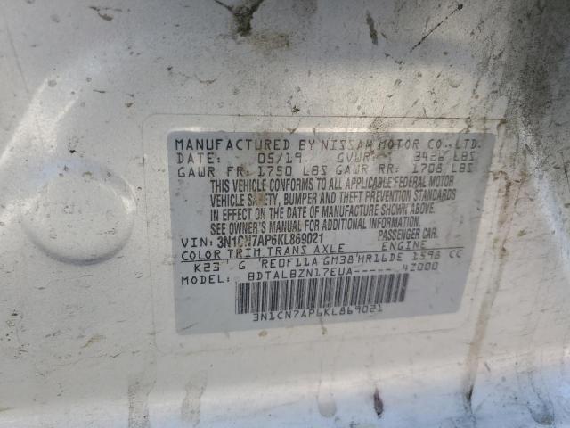 3N1CN7AP6KL869021 - 2019 NISSAN VERSA S Gümüş foto 13