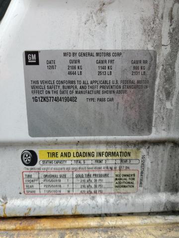 1G1ZK577484190402 - 2008 CHEVROLET MALIBU LTZ 白色 照片 12