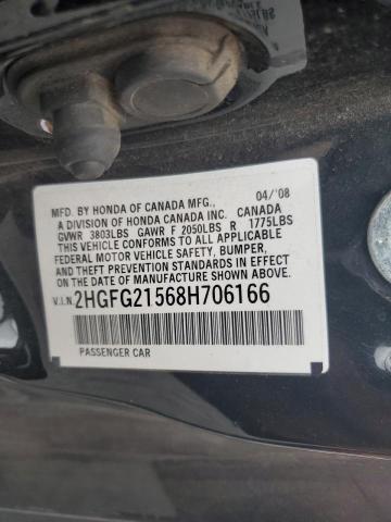 2HGFG21568H706166 - 2008 HONDA CIVIC SI Qara foto 12