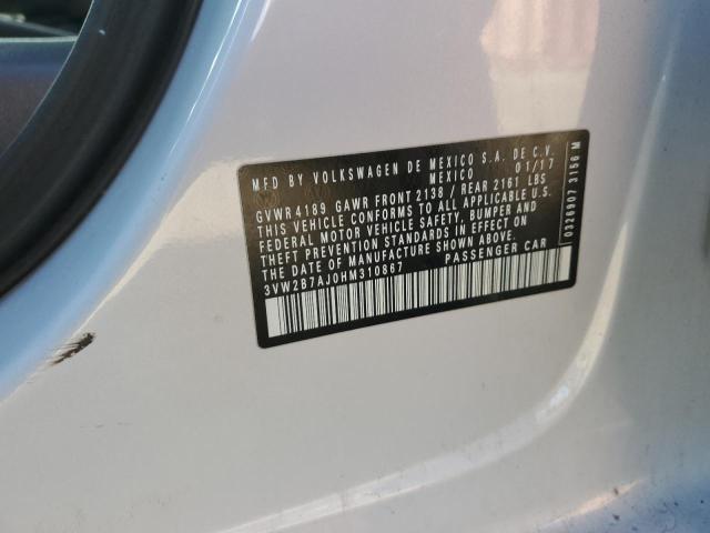 3VW2B7AJ0HM310867 - 2017 VOLKSWAGEN JETTA S WHITE photo 12