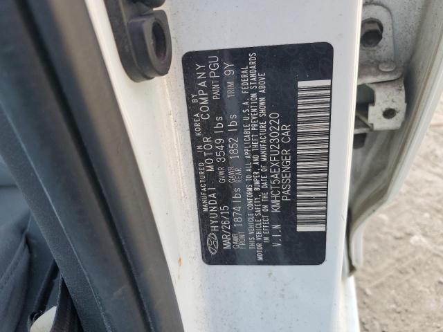 KMHCT5AEXFU230220 - 2015 HYUNDAI ACCENT GS WHITE photo 12