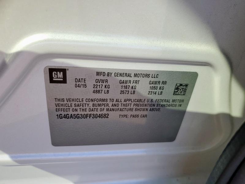 1G4GA5G30FF304682 - 2015 BUICK LACROSSE WHITE photo 12