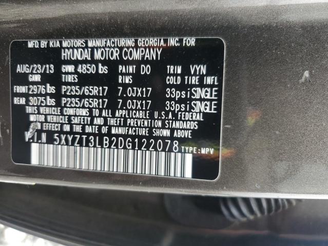 5XYZT3LB2DG122078 - 2013 HYUNDAI SANTA FE S BROWN photo 12