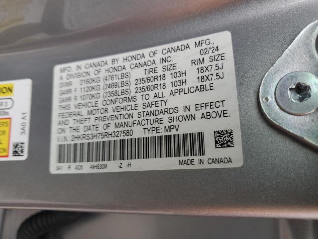 2HKRS3H75RH327580 - 2024 HONDA CR-V EXL SILVER photo 13