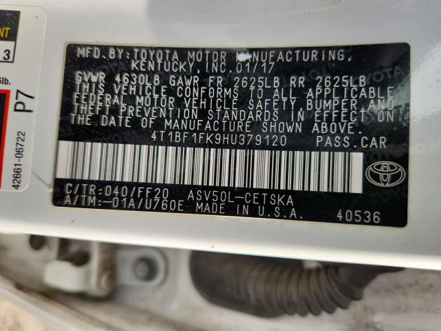 4T1BF1FK9HU379120 - 2017 TOYOTA CAMRY LE 白色 照片 12