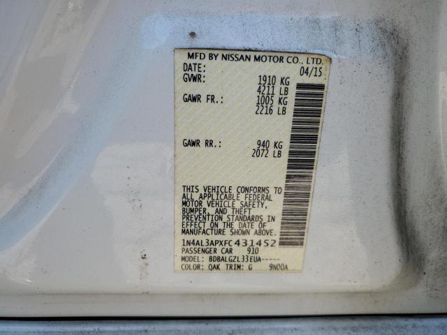 1N4AL3APXFC431452 - 2015 NISSAN ALTIMA 2.5 თეთრი ფოტო 13
