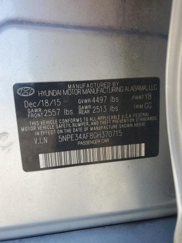5NPE34AF8GH370715 - 2016 HYUNDAI SONATA SPORT ვერცხლისფერი ფოტო 12