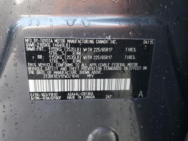 2T3BFREV1FW321646 - 2015 TOYOTA RAV4 LE GRAY photo 13