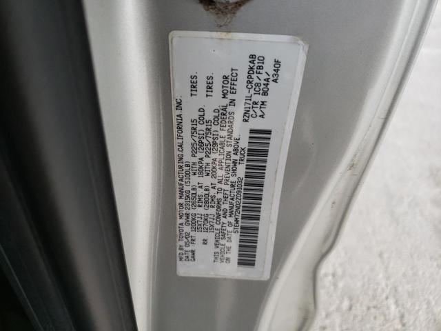 5TEWM72N02Z091032 - 2002 TOYOTA TACOMA XTRACAB Արծաթագույն լուսանկար 12