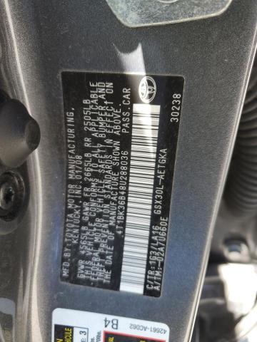 4T1BK36B48U288036 - 2008 TOYOTA AVALON XL GRAY photo 12