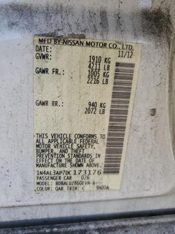 1N4AL3AP7DC173176 - 2013 NISSAN ALTIMA 2.5 白色 照片 12