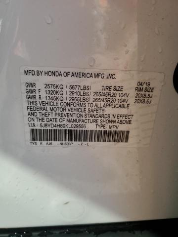 5J8YD4H89KL029556 - 2019 ACURA MDX ADVANCE WHITE photo 13