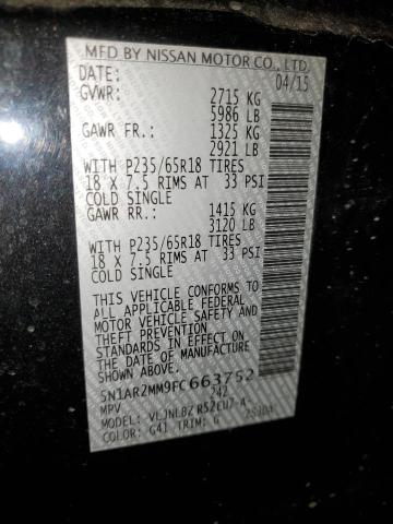 5N1AR2MM9FC663752 - 2015 NISSAN PATHFINDER S 黑色 照片 13