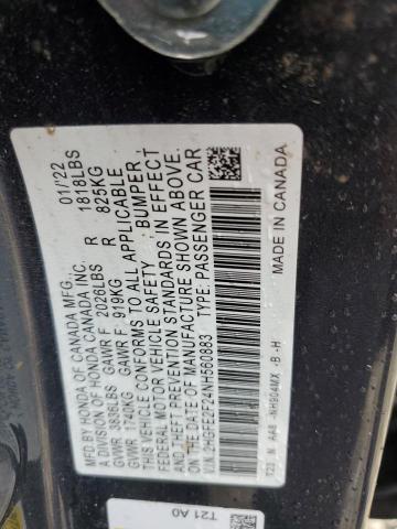 2HGFE2F24NH560883 - 2022 HONDA CIVIC LX GRAY photo 12