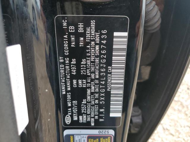 5XXGT4L36JG267436 - 2018 KIA OPTIMA LX BLACK photo 12