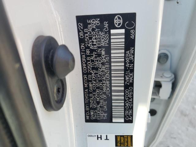 JTDKAMFU0N3181761 - 2022 TOYOTA PRIUS NIGHT SHADE WHITE photo 12