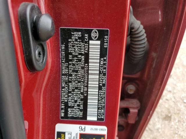 4T1BF1FK6GU511524 - 2016 TOYOTA CAMRY LE BURGUNDY photo 12