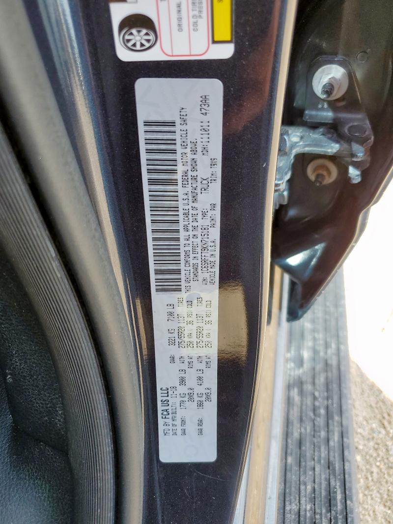 1C6SRFFT9KN715181 - 2019 RAM 1500 BIG HORN/LONE STAR GRAY photo 12