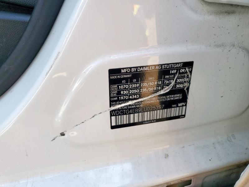 WDCTG4EB9LU025397 - 2020 MERCEDES-BENZ GLA 250 თეთრი ფოტო 13