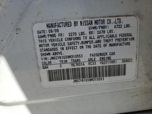 JNKCV61E09M310553 - 2009 INFINITI G37 BASE WHITE photo 12