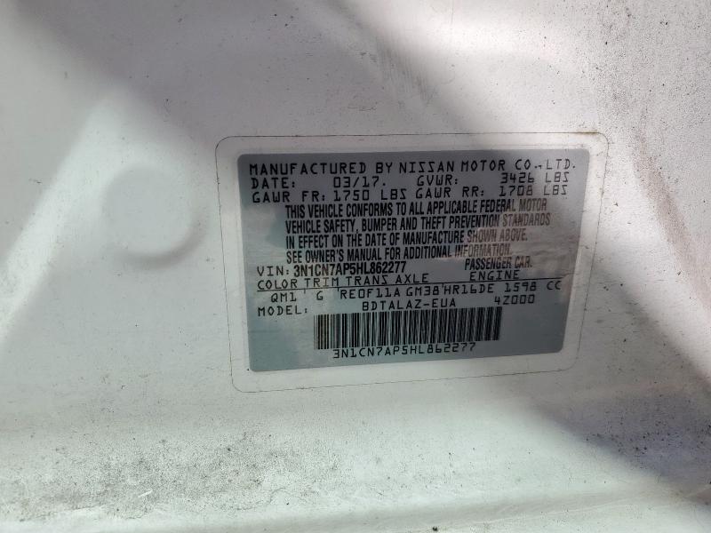 3N1CN7AP5HL862277 - 2017 NISSAN VERSA S 白色 照片 13