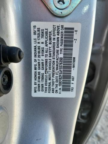 19XFB2F55FE076350 - 2015 HONDA CIVIC LX SILVER photo 12
