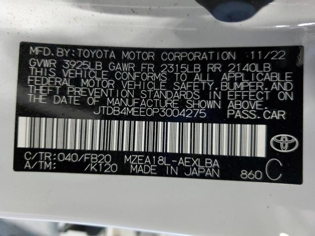 JTDB4MEE0P3004275 - 2023 TOYOTA COROLLA LE თეთრი ფოტო 12