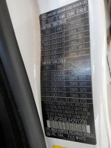 SALVP2RX6JH291208 - 2018 LAND ROVER RANGE ROVE SE WHITE photo 12