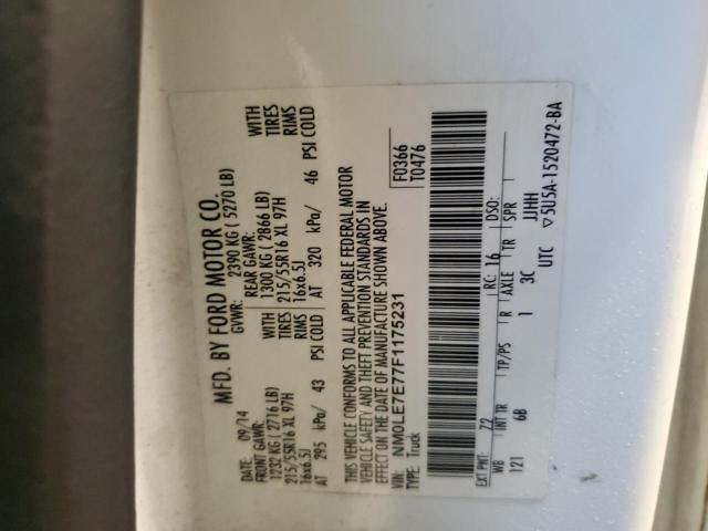 NM0LE7E77F1175231 - 2015 FORD TRANSIT CONNECT XL WHITE photo 12