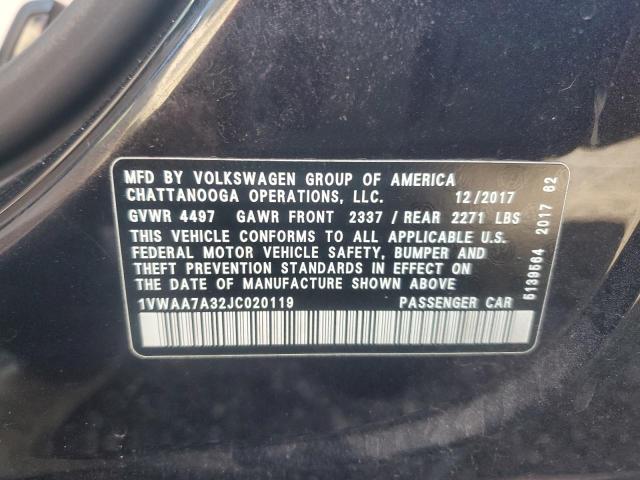 1VWAA7A32JC020119 - 2018 VOLKSWAGEN PASSAT S 黑色 照片 12