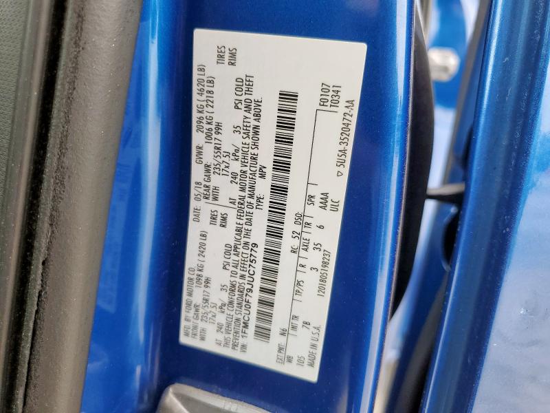 1FMCU0F79JUC75779 - 2018 FORD ESCAPE S 蓝色 照片 14