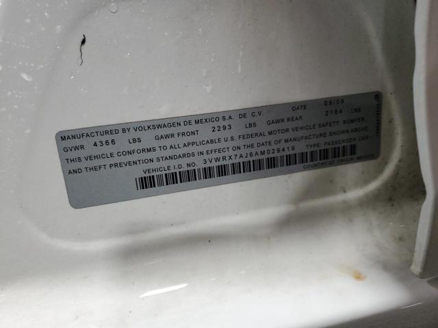 3VWRX7AJ6AM029419 - 2010 VOLKSWAGEN JETTA SE WHITE photo 13