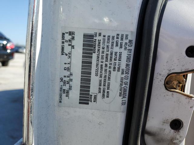 2MEFM75WX1X672220 - 2001 MERCURY GRAND MARQUIS LS თეთრი ფოტო 12