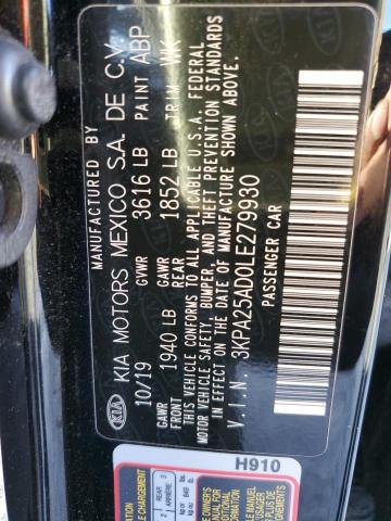 3KPA25AD0LE279930 - 2020 KIA RIO LX BLACK photo 12