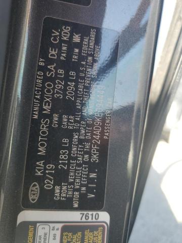 3KPF24AD9KE094449 - 2019 KIA FORTE FE أسود صورة 12