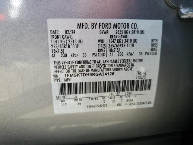 1FMSK7DH9RGA34126 - 2024 FORD EXPLORER XLT فضي صورة 13