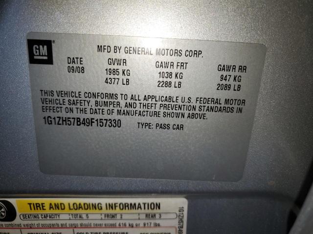 1G1ZH57B49F157330 - 2009 CHEVROLET MALIBU 1LT SILVER photo 12