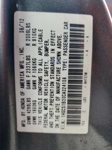 1HGCS1B30CA024108 - 2012 HOND ACCORD LX GRAY photo 13