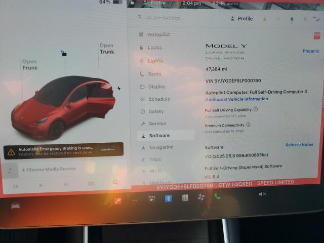 5YJYGDEF5LF000780 - 2020 TESLA MODEL Y RED photo 9