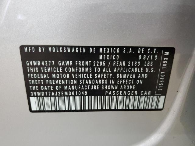 3VWD17AJ2EM361049 - 2014 VOLKSWAGEN JETTA SE 银色 照片 12