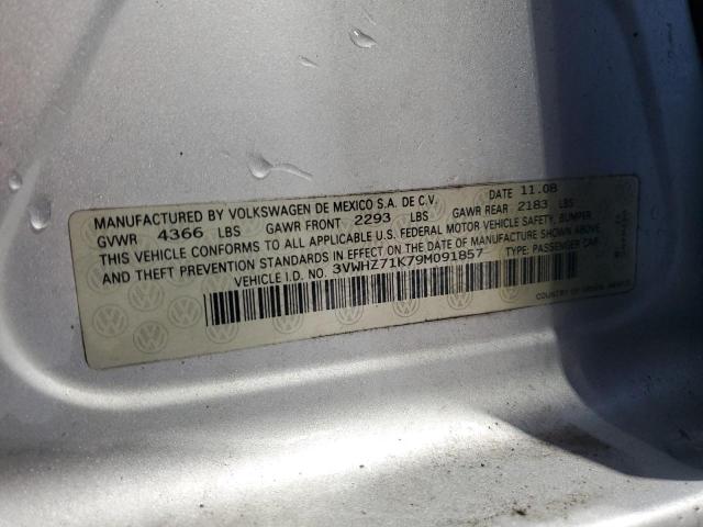 3VWHZ71K79M091857 - 2009 VOLKSWAGEN JETTA S SILVER photo 12