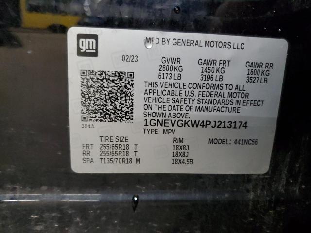 1GNEVGKW4PJ213174 - 2023 CHEVROLET TRAVERSE LT BLACK photo 13