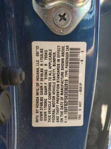 19XFB2F5XDE082819 - 2013 HONDA CIVIC LX BLUE photo 13